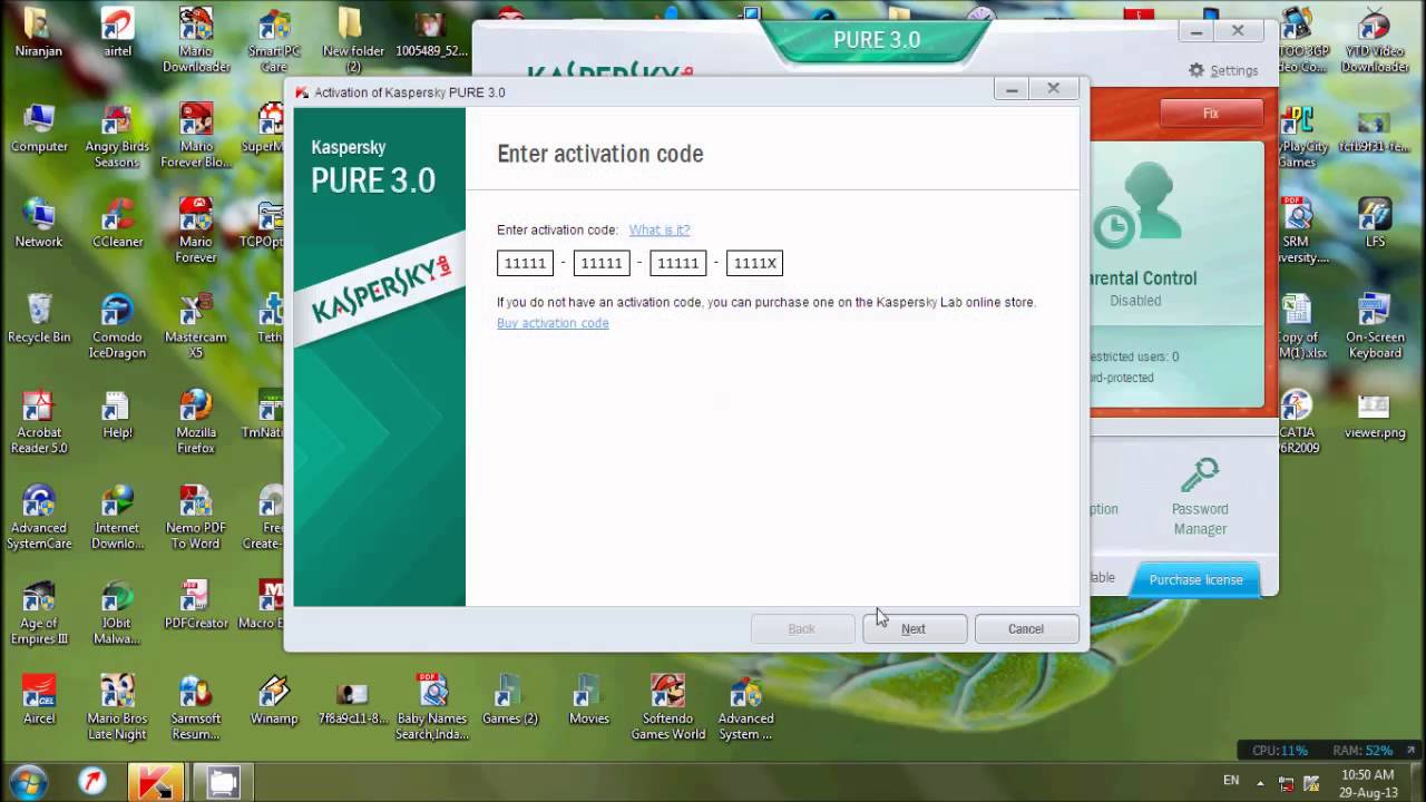 Kaspersky pure 2.0 serial key codes